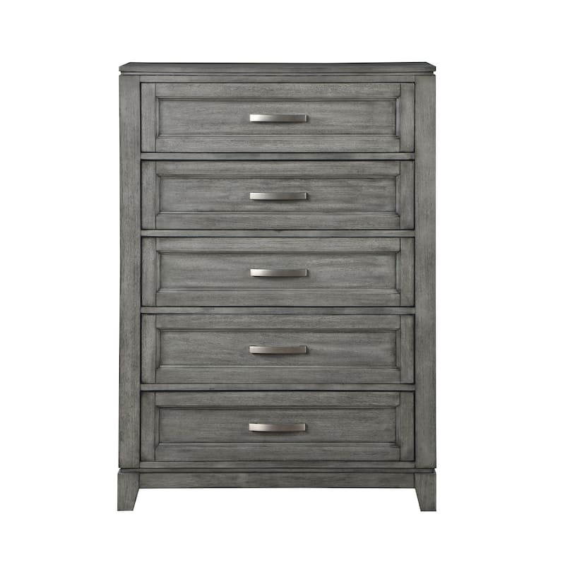 Rustic Style Bedroom 3pc Set Gray Finish Platform Bed Chest Nightstand