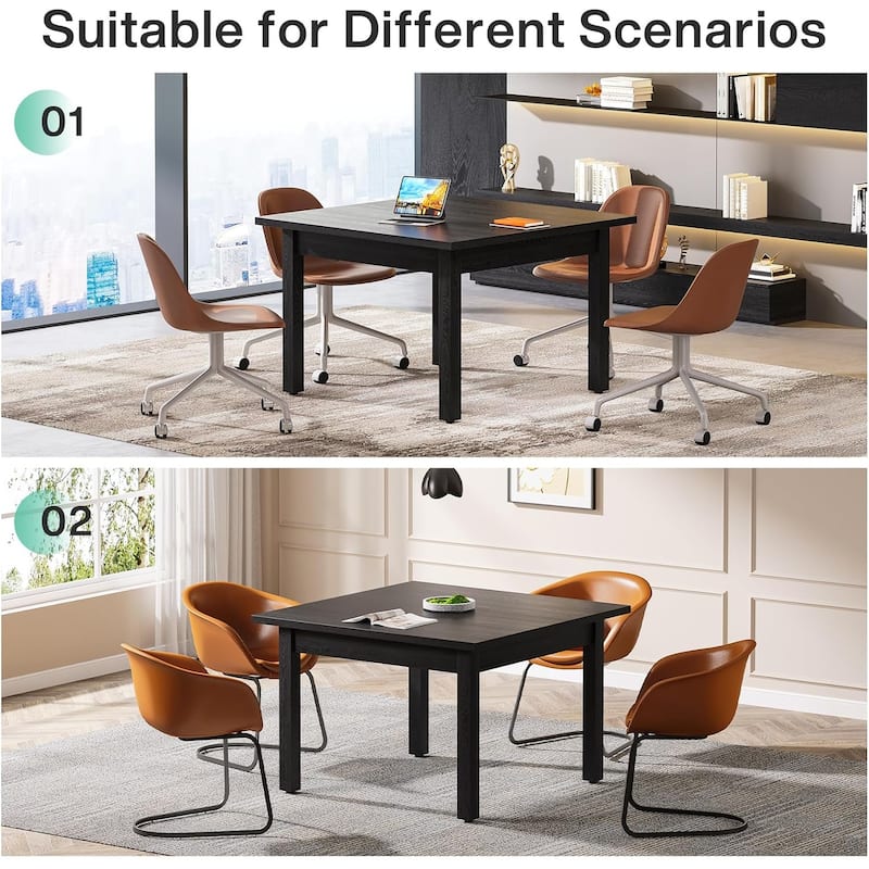 Modern Minimalist Wood 4-Person Square Kitchen/Dining Table with Solid Wood Legs for Home Kitchen/Living/Dining Room