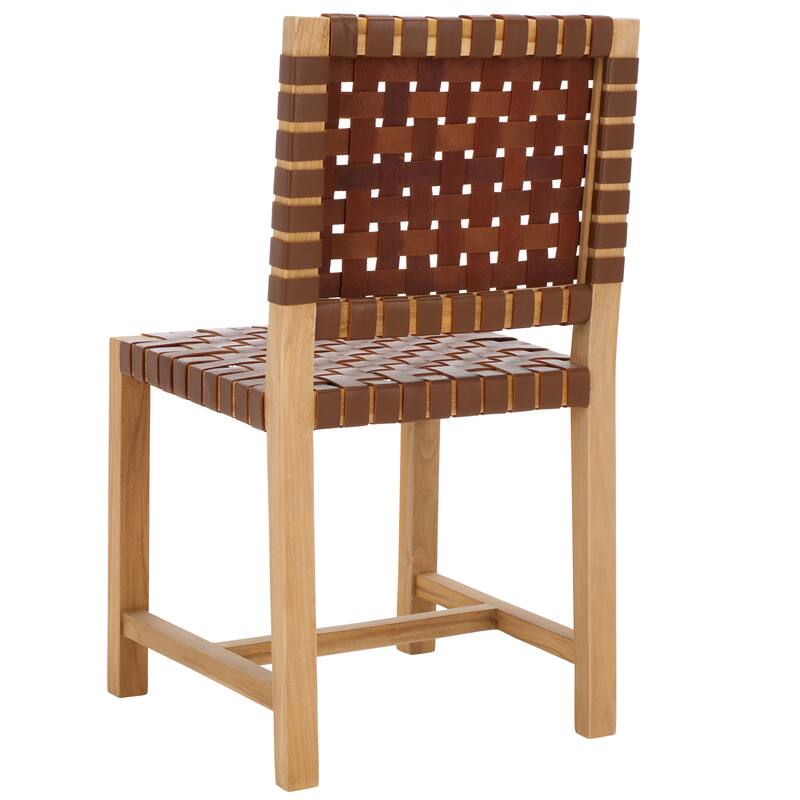 SAFAVIEH Arlene Solid Wood & Leather Dining Chair (Fully Assembled) - 18.3 In. W x 20.3 In. D x 33.7 In. H - 18Wx20Dx34H