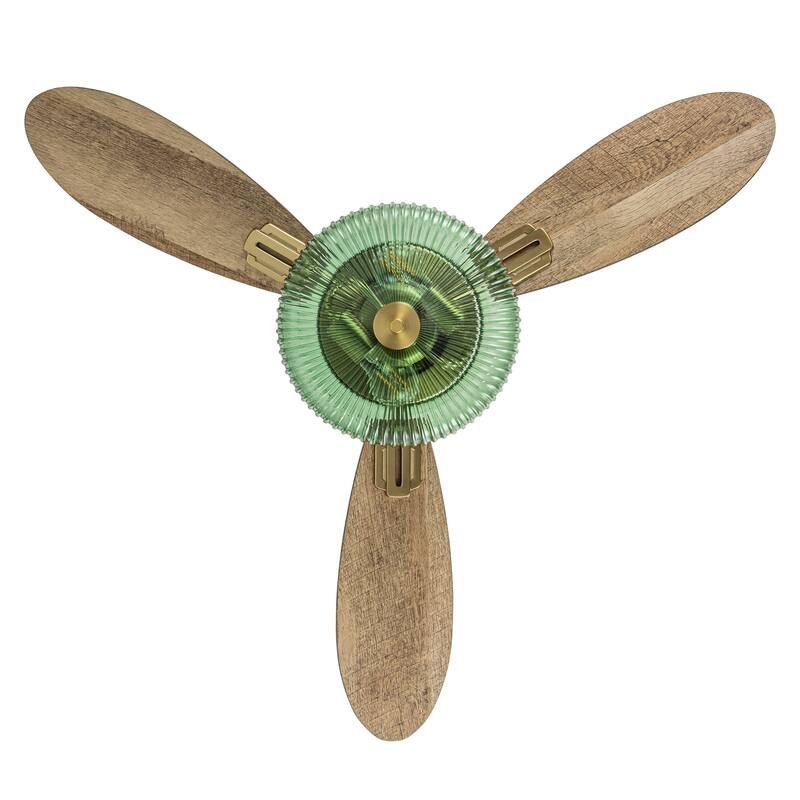 Frederick River of Goods 3-blade 42-inch Modern Indoor Ceiling Fan with Green Ribbed Shade and Remote Control - 42" x 42" x 18"