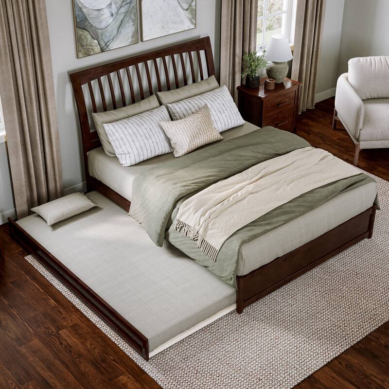 Roslyn Platform Bed with Modern Panel Footboard and Twin XL Trundle