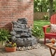 preview thumbnail 1 of 11, Christopher Knight Home - Hailey 4-Tiered Concrete Rock Waterfall Fountain Outdoor Garden Decor with LED Lights Grey