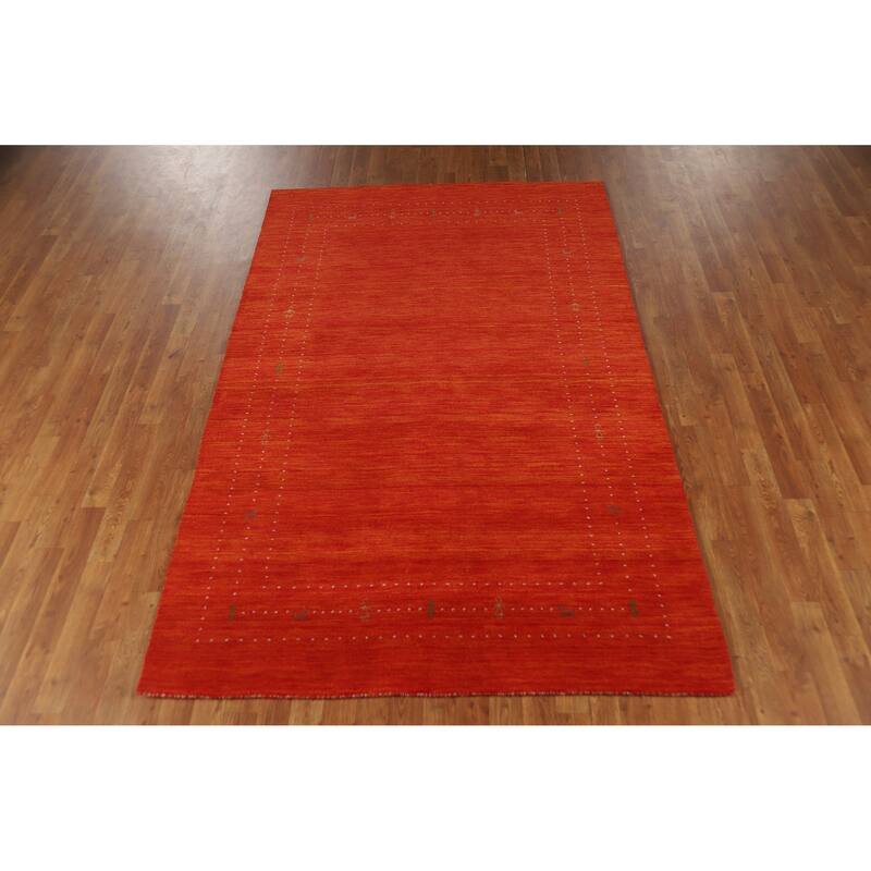 Hand Knotted Oriental 100% Wool Carpet Tribal Tribal Oranges & Rust Gabbeh Area Rug - 8' 0'' X 5' 0''