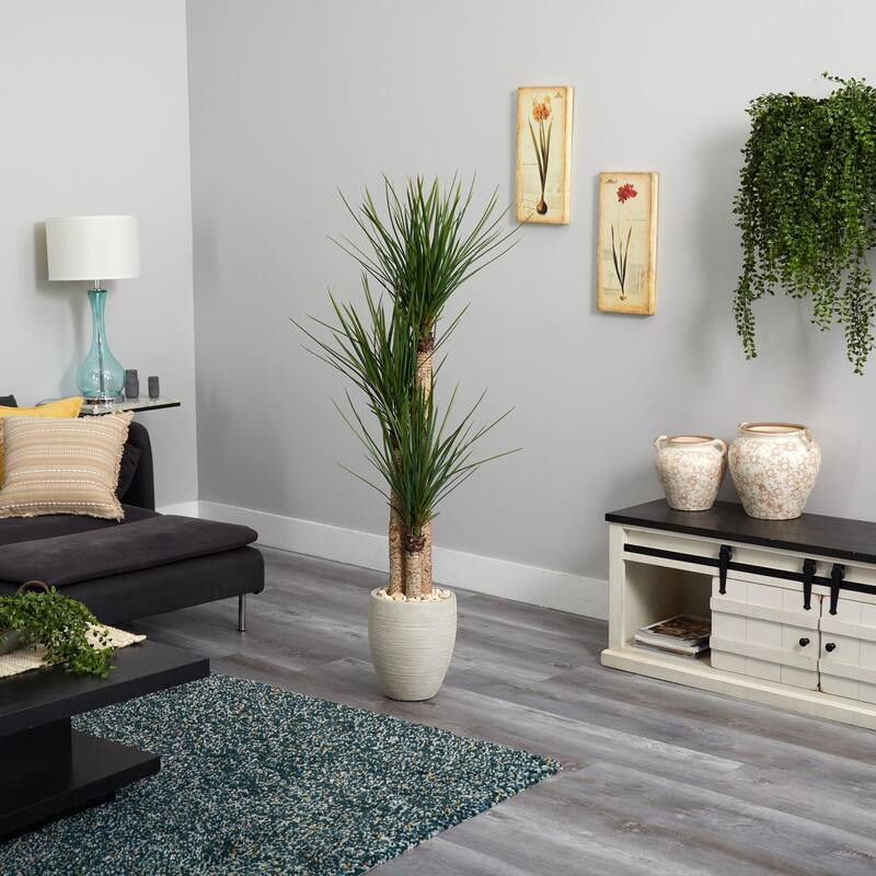 64 Inch Artificial Tree in Planter - Farmhouse Decor Indoor Greenery - Green - 61 Inches and Over