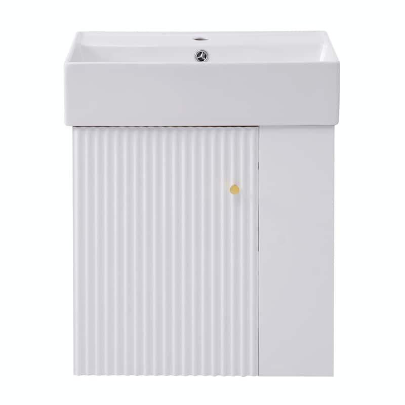 21.6-Inch Modern Floating Bathroom Vanity with Ceramic Basin