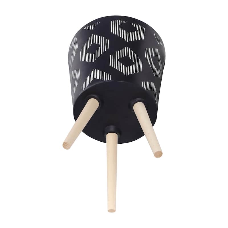 10/12" Diamond Planter with Wood Legs,Set of 2