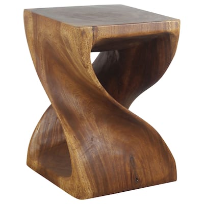 Haussmann® Wood Twist End Table 15 x 15 x 20 inch High Walnut Oil - 15" x 15" x 20"