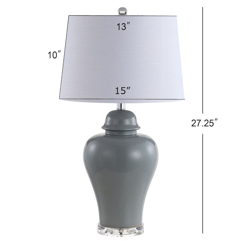 Bowen 27" Ceramic Urn LED Table Lamp, Grey (Set of 2) by JONATHAN Y