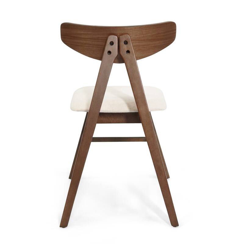 VIDA Mid Century Modern Dining Chairs Set of 2 Light Beige Upholstered Fabric Rubberwood Legs