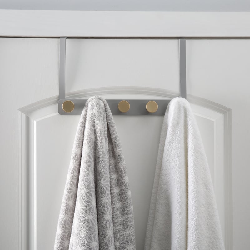 Elle Décor 5 Hook Over the Door Hook in Grey - 13.9"x 3.3"x 7.9"