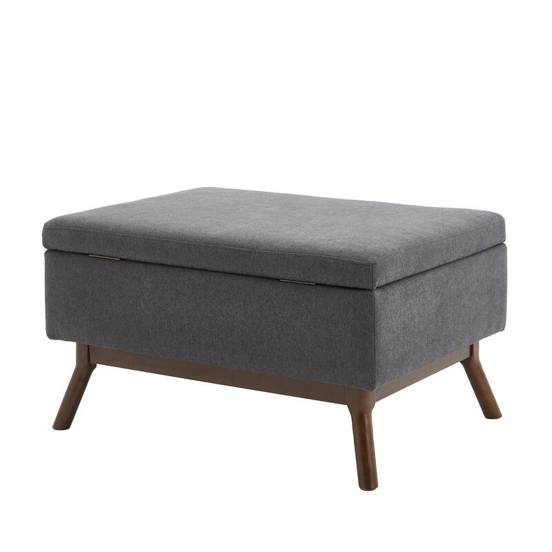 Mid-century modern square coffee table storage bench, assembled, suitable for living room