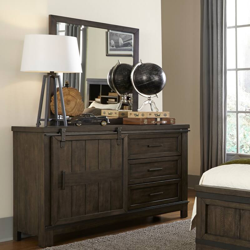 Liberty Furniture Thornwood Hills Youth Panel Bedroom Set with Bed, Dresser, Mirror - Full or Twin