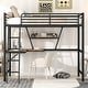 preview thumbnail 2 of 1, Black Metal Loft Bed with Integrated Desk, Shelf, and Full-Length Guardrail