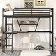 preview thumbnail 2 of 20, Metal Loft Bed with Integrated Desk, Shelf, and Full-Length Guardrail