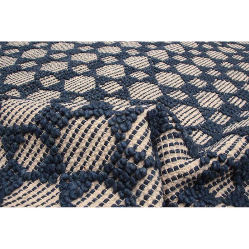 ECARPETGALLERY Braid weave Sienna Navy Wool Rug - 5'3 x 7'5