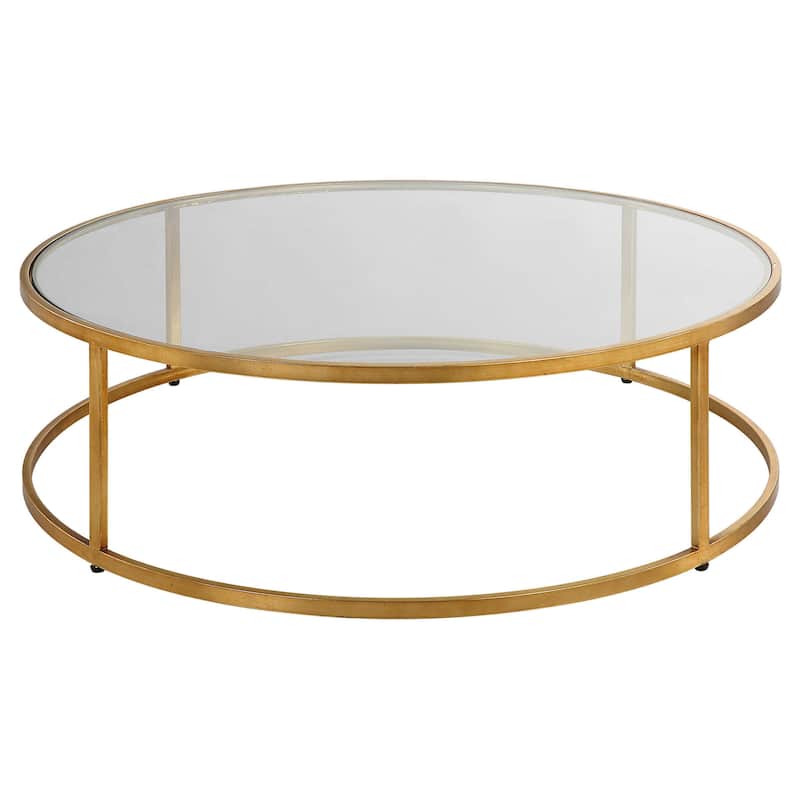 Round Glass Top Coffee Accent Table - 48" - Gold and Clear