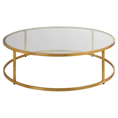 Round Glass Top Coffee Accent Table - 48" - Gold and Clear