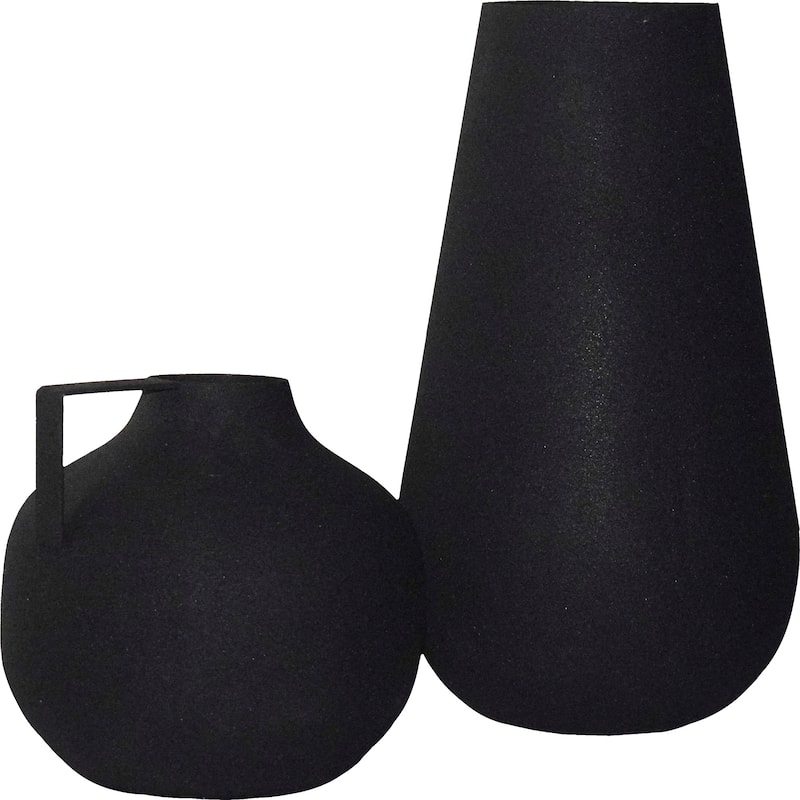 Renwil Roove Indoor Iron Vase, Matte Black