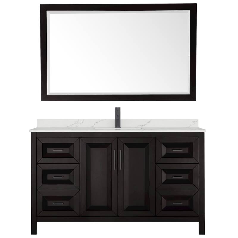 Daria 60-inch Single Vanity, Single Hole Quartz Top, 58-inch Mirror