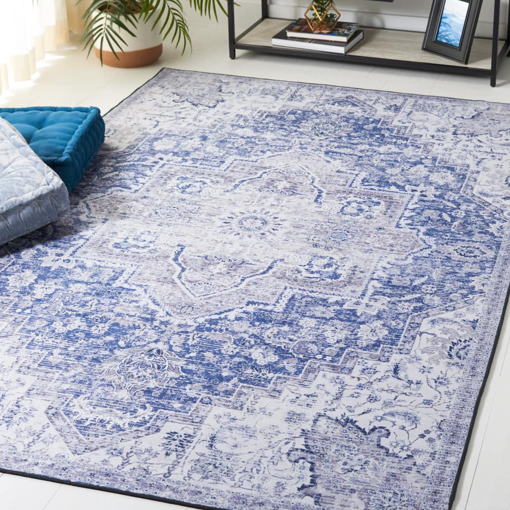 SAFAVIEH Tucson Machine Washable Slip Resistant Mallaury Distressed Rug