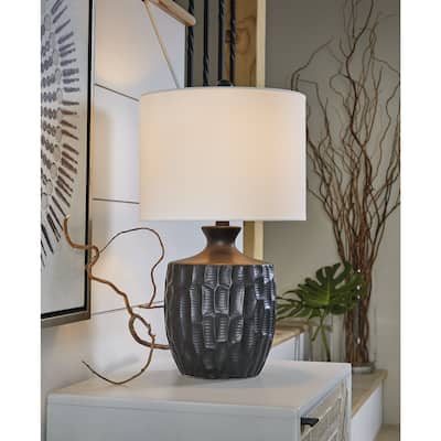 Signature Design by Ashley Ellisley Black Table Lamp - 12" W x 12" D x 21" H