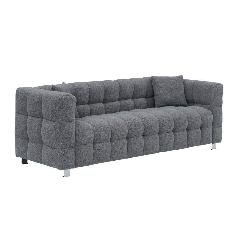 Premium 80-inch Wool Sofa with High-Density Foam Filling and Bonus Cushions