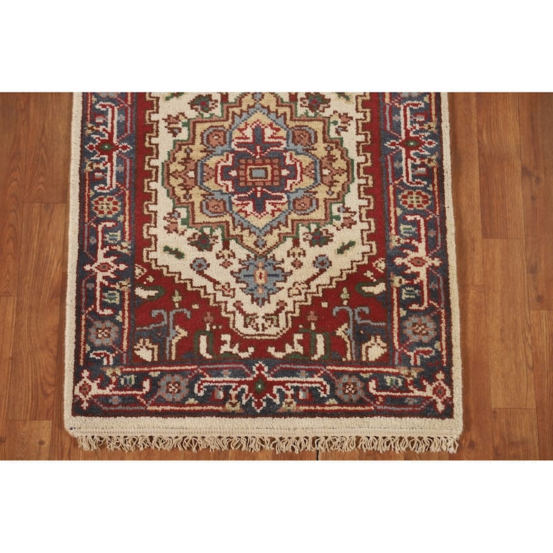 Geometric Heriz Serapi Oriental Runner Rug Handmade Wool Carpet - 2'6" x 7'5"