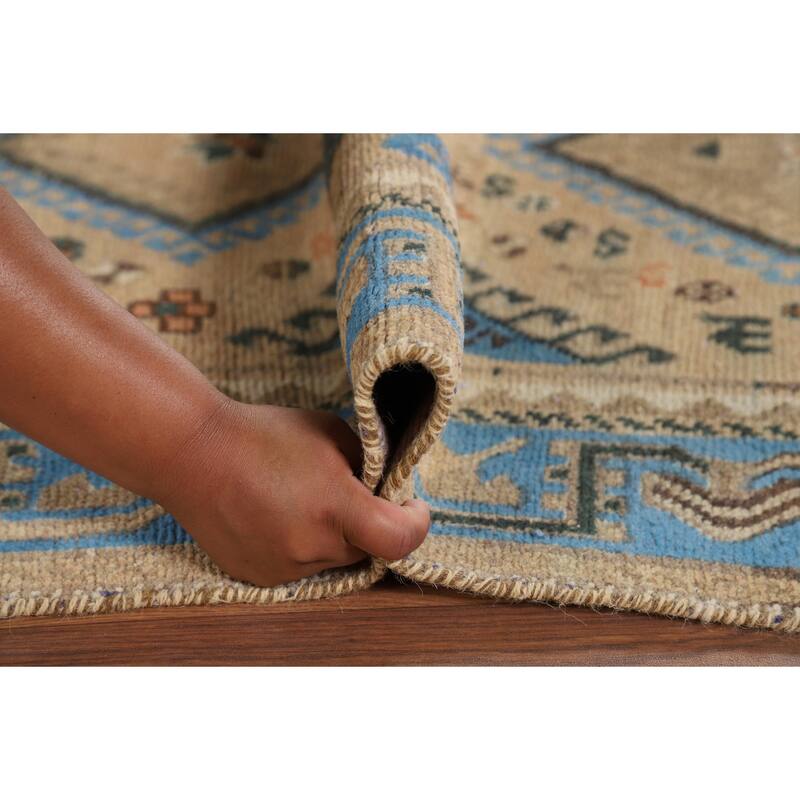 Geometric Bakhtiari Vintage Persian Rug Hand-Knotted Wool Carpet - 5'1" x 9'7"