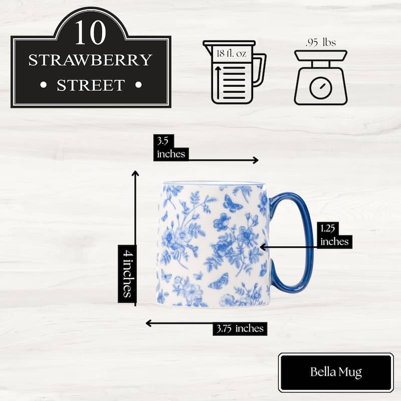 10 Strawberry Street Bella Flora Mugs, Set of 4