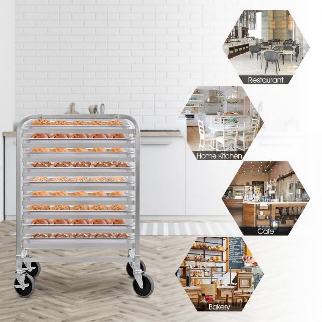 10 Sheet Aluminum Rolling Bakery Pan Rack - 20.3" x 26" x 38.2" ( L x W x H )