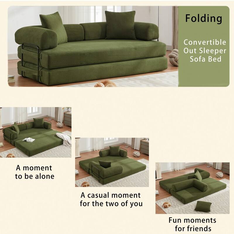 Folding Convertible Out Sleeper Sofa Bed,4-in-1 DIY Combination Convertible Sofa