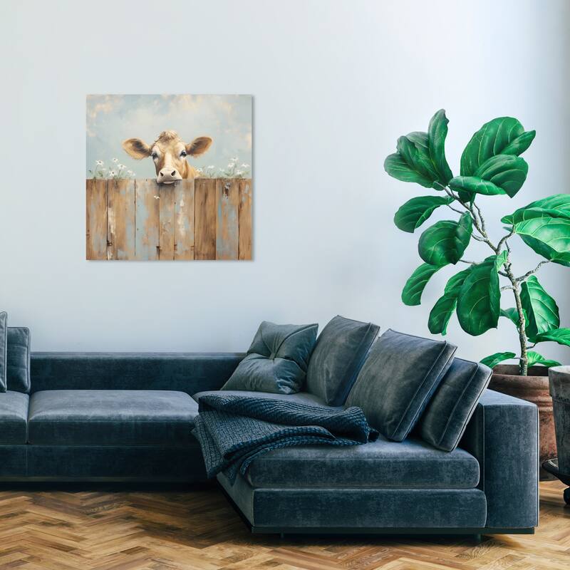 Wynwood Studio Canvas Animals Calf s Sweet Look Brown and Light Brown Farmhouse Wall Art Canvas Print - 30 x 30