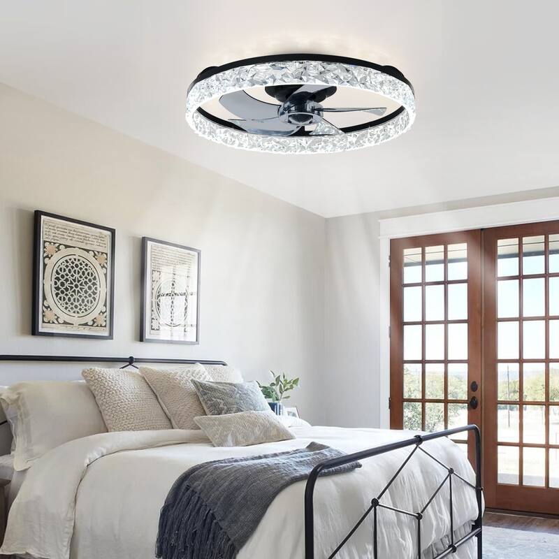 Low Profile Ceiling Fan with Light: 20-16 Inch, App Remote Control, Dimmable 3 CCT LED, 6 Wind Speeds, Ultra Quiet