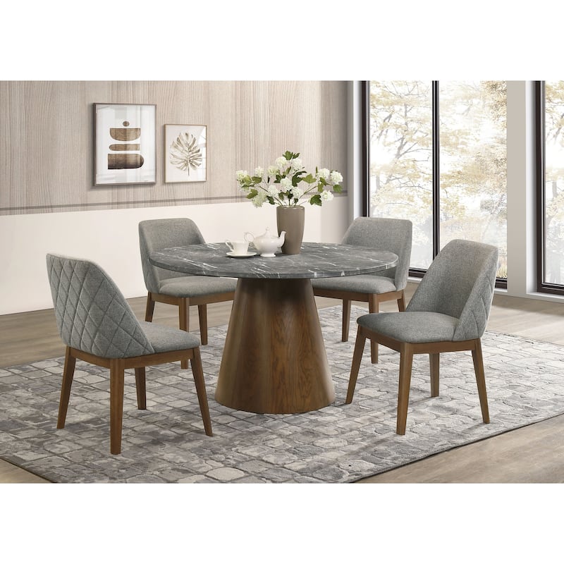 Franklin 5-piece Round Dining Table Set Grey and Dark Oak