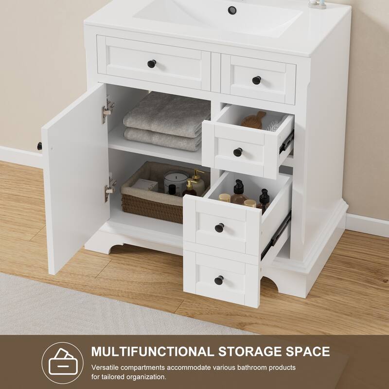 Retro Bathroom Vanity W/ Drop in Sink Combo Cabinet Set