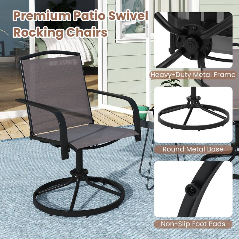 Gymax Patio Swivel Chairs Set of 4 w/ High Back & Round Metal Base for