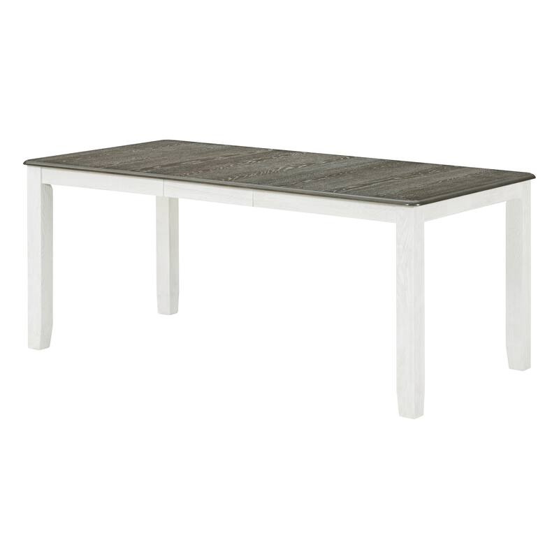 7 -Piece Wood Piece Dining Set, Retro Style Extendable Table 6 Upholstered Chairs for Kitchen Dinette Room, Antique Brown+White