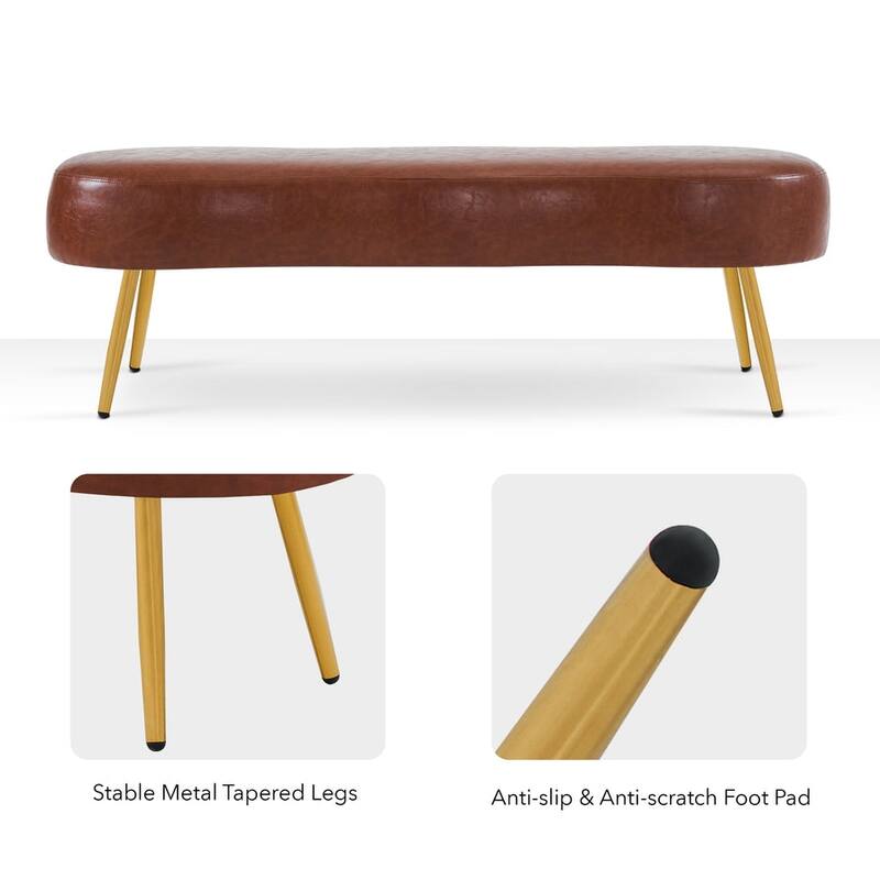 MCombo Ottoman Bench, Waiting Room Chairs for Living Room Entryway, Faux Leather Upholstered Footstool with Storage Packet W725