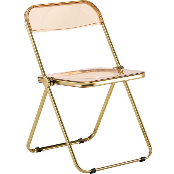 Lawrence Acrylic Folding Chair, Gold Chrome Metal Frame, Clear