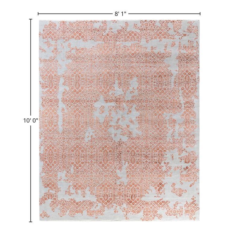 Ikat One-of-a-Kind Hand-Knotted Area Rug, Orange - 8' 1" x 10' 0"