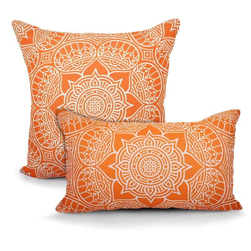 Decorative Indoor/Outdoor Reversible Throw Pillows with Insert (Set of 2)