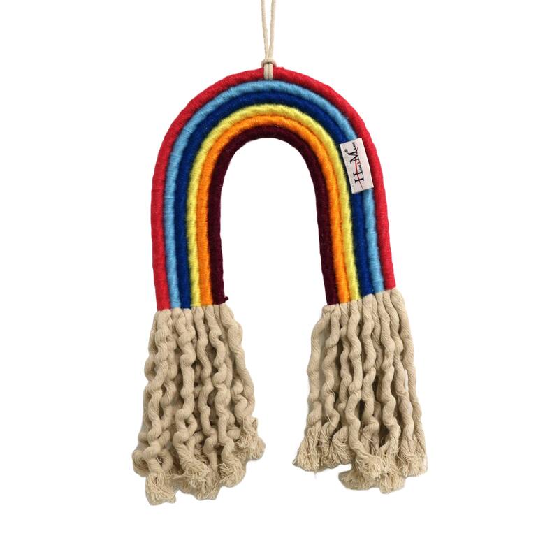 Home&Manor Small Rainbow Macrame Wall Hanging