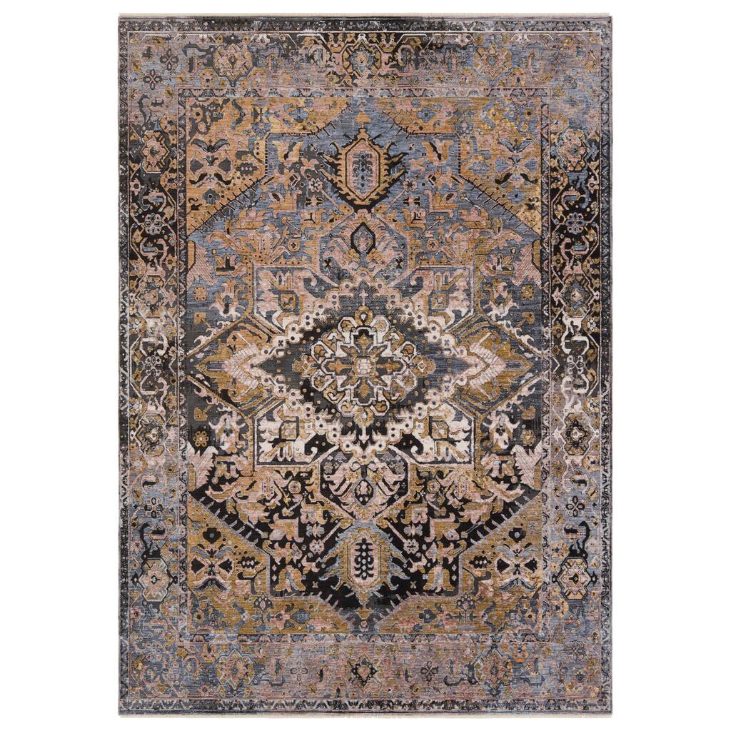 North Medallion Black/Multicolor Area Rug