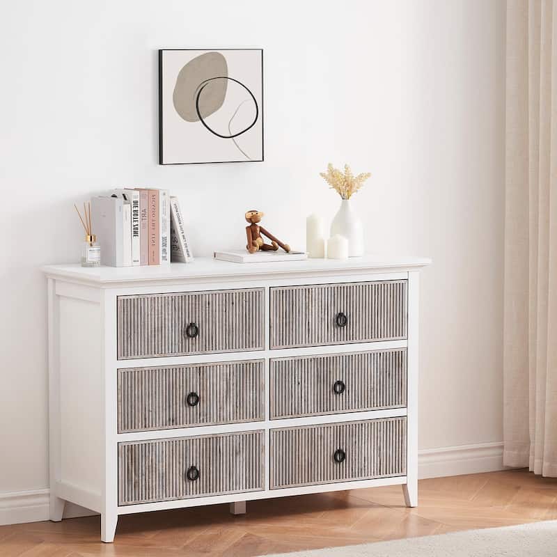 Dresser for Bedroom,Wooden Dresser with 6 Drawers