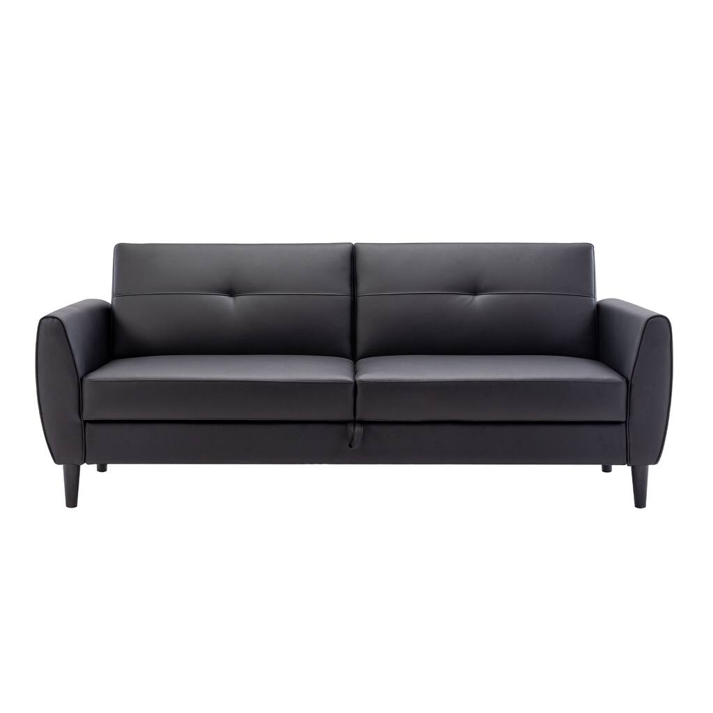 PU Leather Modern Convertible Folding Futon Sofa Bed with Storage Box ...
