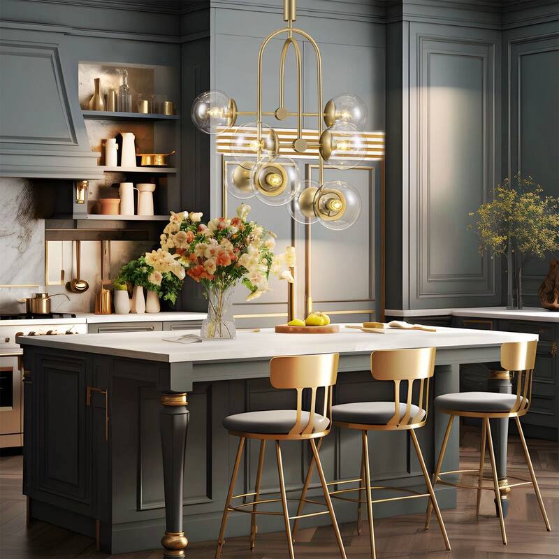 Lnox Modern Sputnik Glass Chandelier in Gold Pendant Light - 29.13 in. W x 35.43 in. H x 29.13 in. D