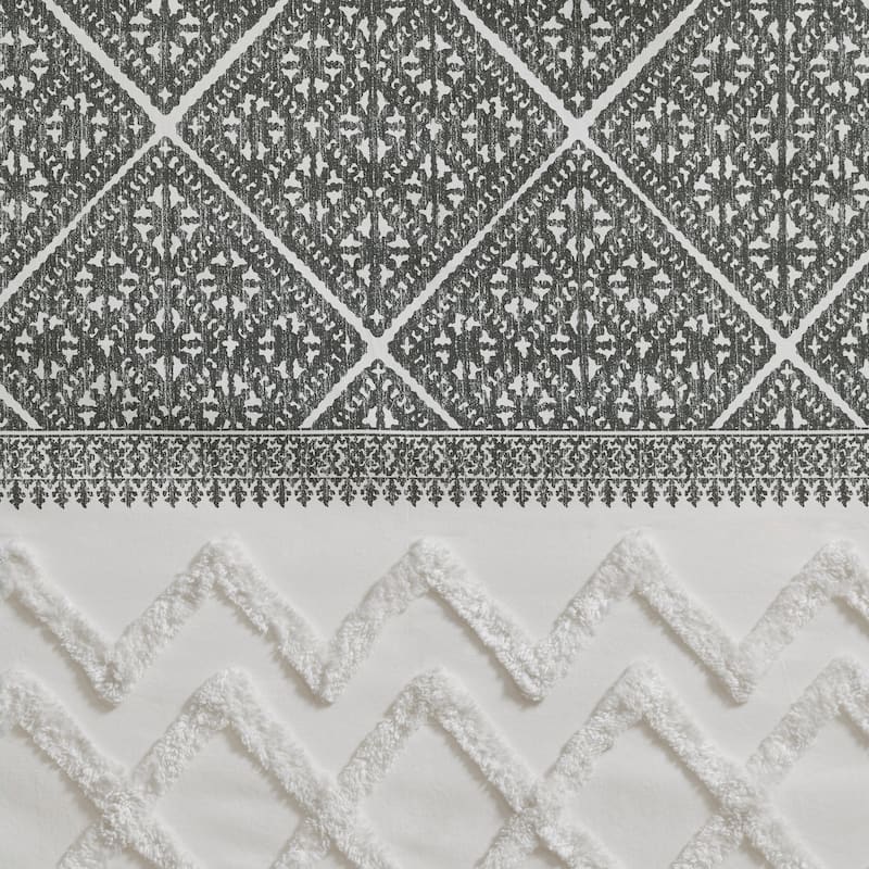 INK+IVY Mila Cotton Printed Window Panel with Chenille detail and Lining 50"W x 84"L