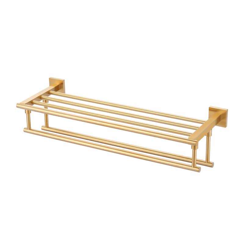 WOWOW Two Towel Holders Wall mounted Towel Rack - 24" - Brushed Gold