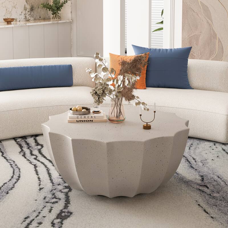 35.43" Modern Indoor/Outdoor Waterproof Coffee Table - Durable MgO Cement Design