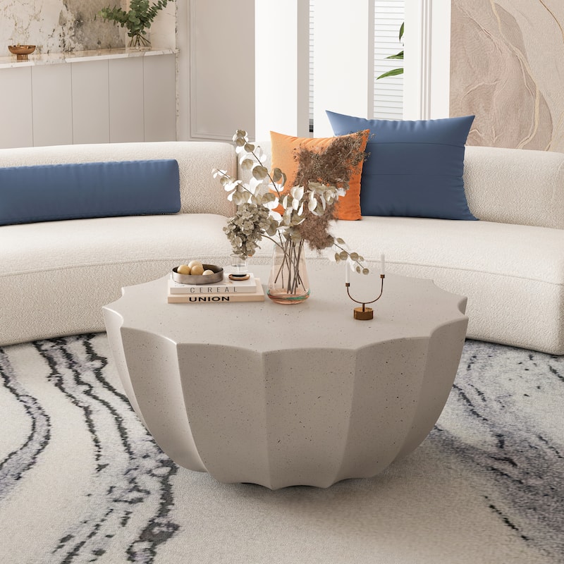 35.43 Inch Modern Coffee Table With Waterproof And Cement Design For Living Room, Dark Wood Grain Color